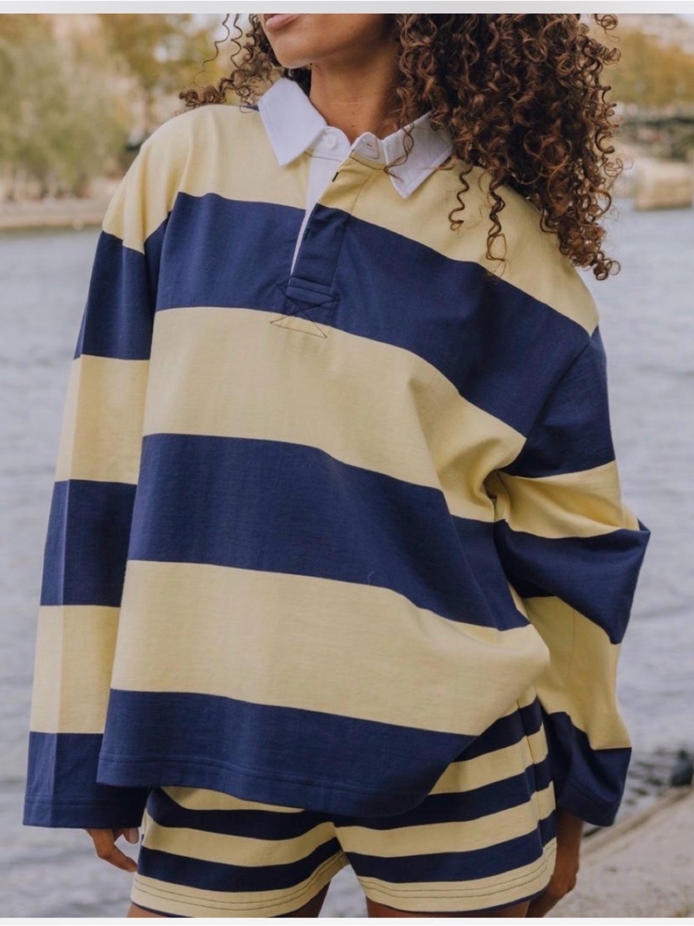 Daily Drills Striped Rugby Shirt - Navy & yellow